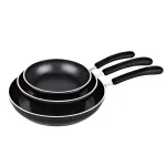 Cook N Home 3-Piece Hard-Anodized Aluminum Nonstick Frying Pan Set, Black thumbnail 1