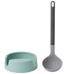 BergHOFF Leo 2-Piece Gray and Mint Silicone Ladle and Spoon Rest Set thumbnail 1