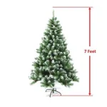 Aleko 7 ft. Unlit Flocked Artificial Christmas Tree with Pine Cones thumbnail 2