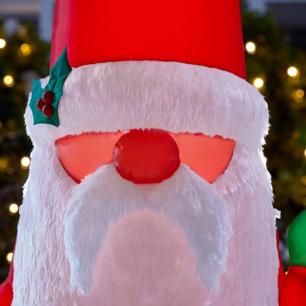 Home Accents Holiday 5 ft. Airblown Inflatables Fuzzy Plush Gnome with Curved Hat Christmas Decoration