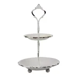Stonebriar Collection Stonebriar Shabby Chic Worn White 2-Tier Metal Serving Tray thumbnail 1