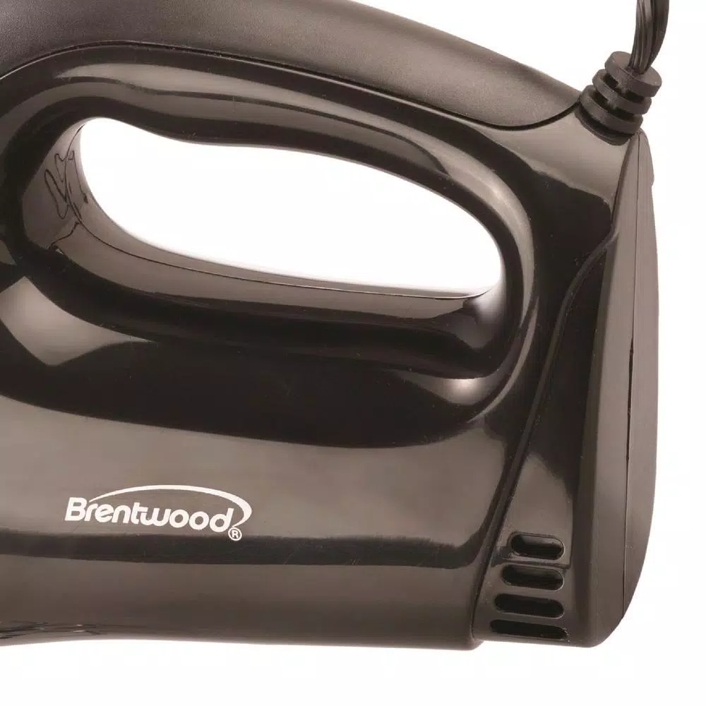 Brentwood 5-Speed Handheld Hand Mixer with Chrome-Plated Beaters, Black