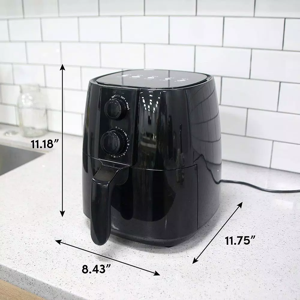 Maximatic Elite Gourmet 4 Qt. Air Fryer, 1000W Oil-Free Countertop Cooker, Black