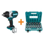 Makita 18V LXT Brushless High Torque 1/2 in. Impact Wrench & 14-Piece Deep Well Socket Set thumbnail 1