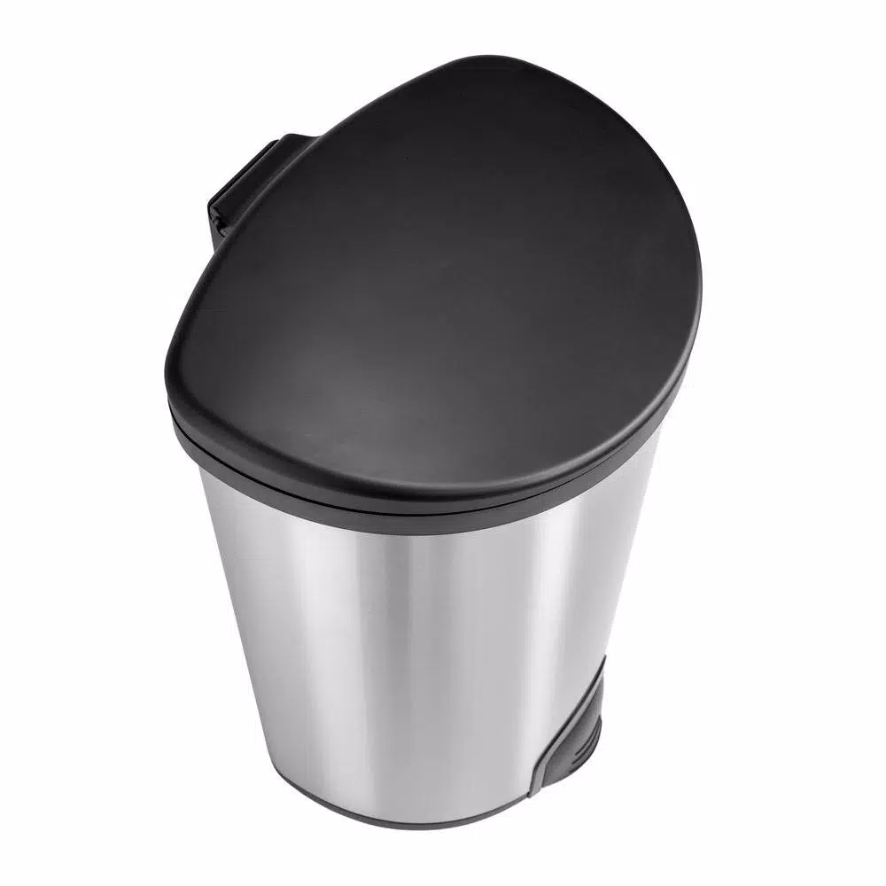 HDX 13.2 Gallon Stainless Steel Toe Tap Sensor Trash Can, Hands-Free Automatic Lid
