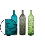 LITTON LANE 16 in. Polished Glass Spouted Vases with Geometric Embossed Embellishments, Set of 3 thumbnail 3