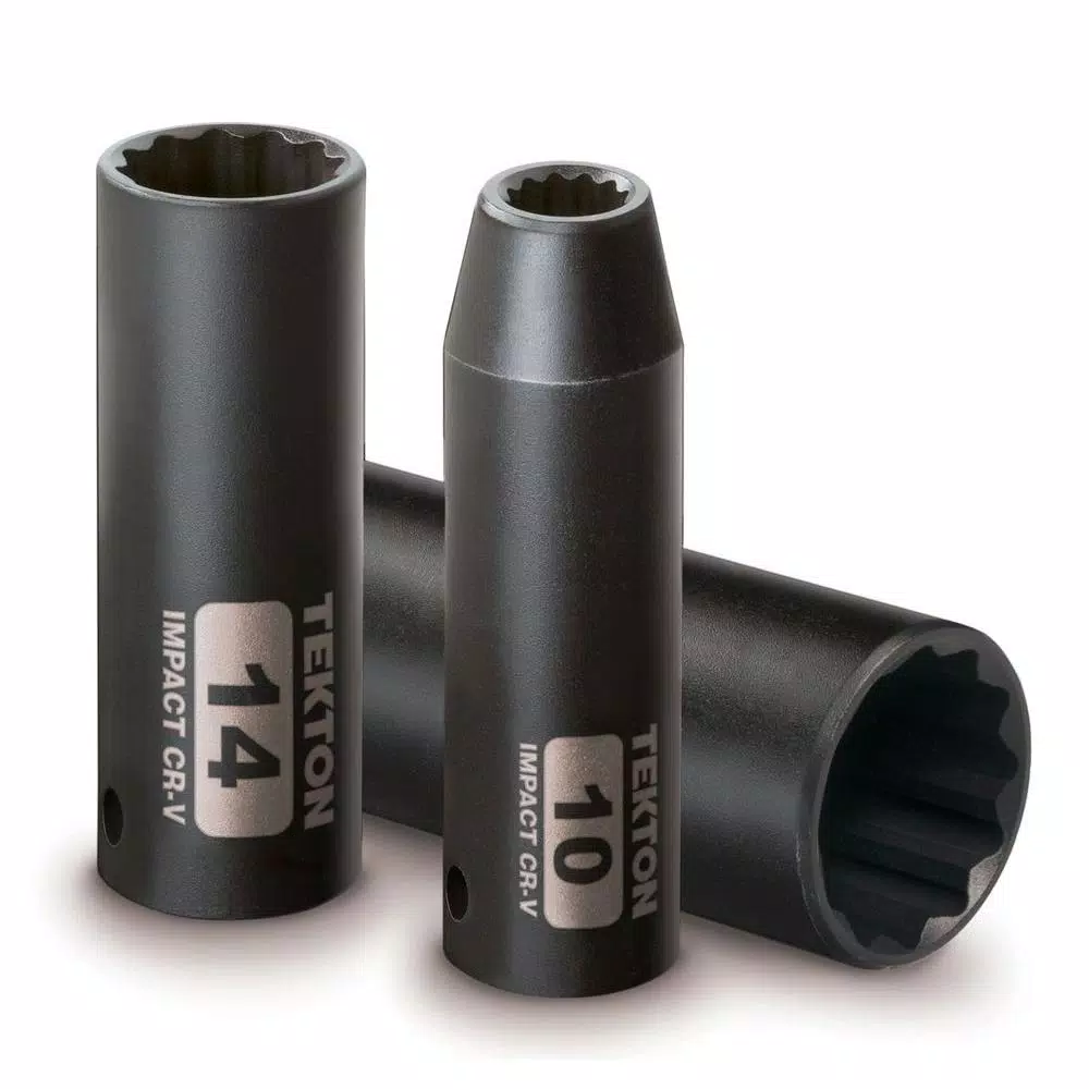 TEKTON 3/8 in. Drive 7-19 mm 12-Point Deep Impact Socket Set, 13-Piece