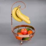 Creative Home Deluxe Copper Plated Wrought Iron Fruit Basket with Removable Banana and Grape Hanger thumbnail 2