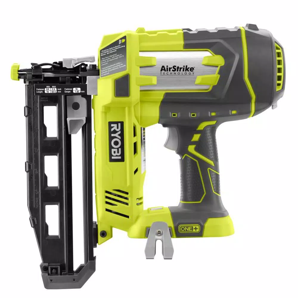 RYOBI 18V ONE+ AirStrike 16-Gauge Cordless Straight Finish Nailer Kit with 2.0 Ah Battery and Charger