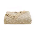 Donna Sharp Oatmeal Damask Cotton Oversized Throw Blanket with Fringed Edges thumbnail 1