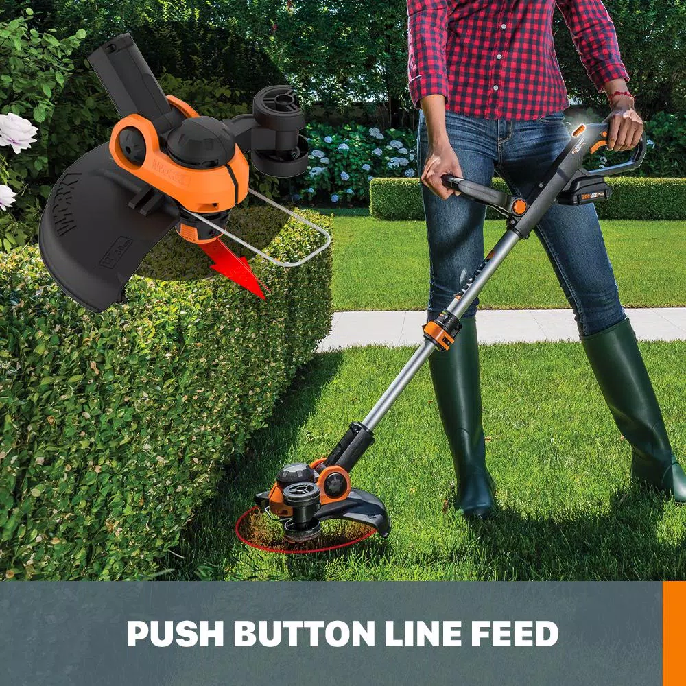 Worx 20V Power Share 12-in Cordless Grass Trimmer and Wheeled Edger, Bare Tool