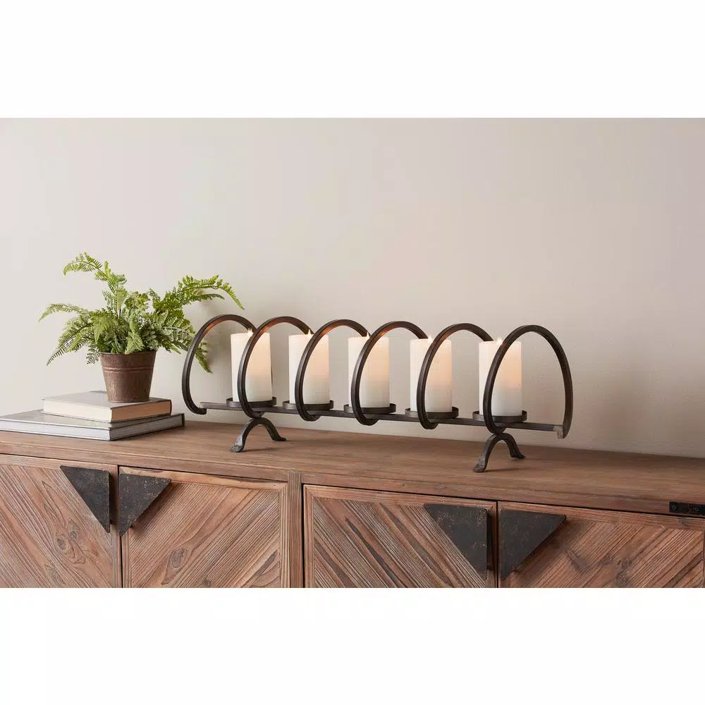 Unbranded Industrial Black Metal Candelabra Candle Holder, 10 in. Forged Iron Look