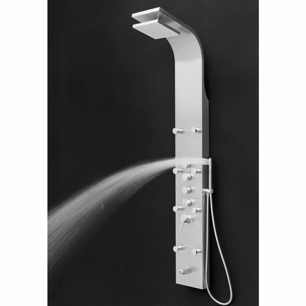 AKDY 65 in. Stainless Steel 8-Jet Shower Panel System with Rainfall Head, Handshower & Tub Spout