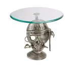 Mind Reader The Mind Reader 12 in. Silver Iron Pirate Head Cake Stand with Glass Top thumbnail 1