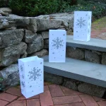 LUMABASE 11 in. Snowflake Flame Resistant Luminaria Bags, Set of 12, White with Silver Design thumbnail 2