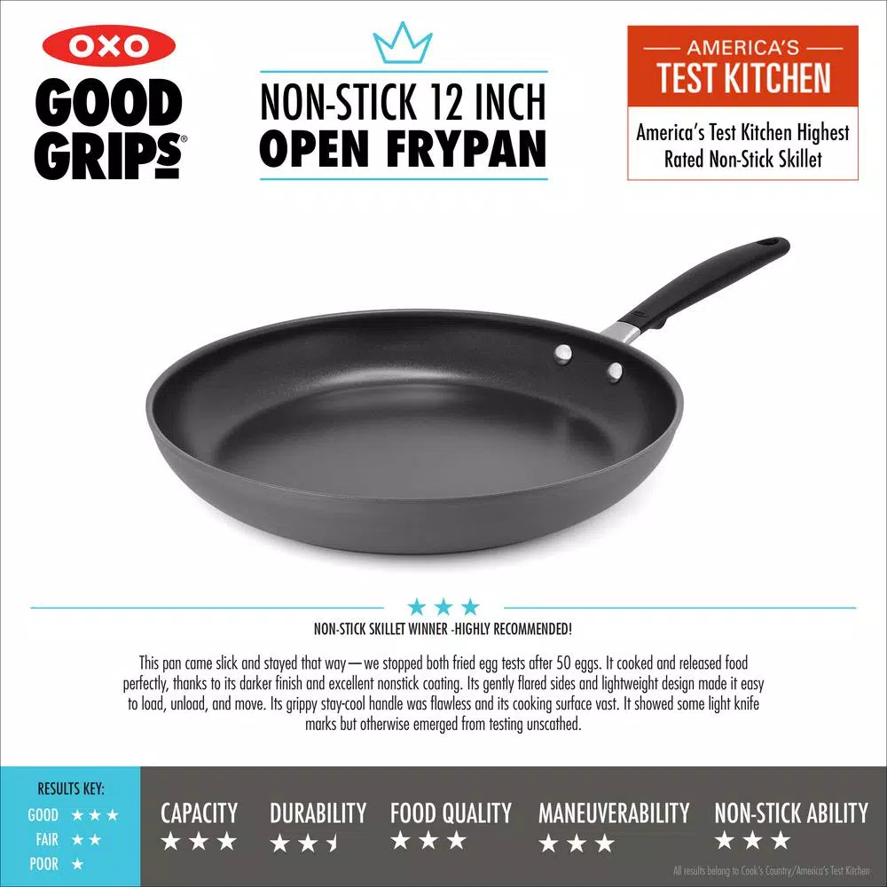 OXO Good Grips 12 in. Hard-Anodized Aluminum Ceramic Nonstick Frying Pan, Black
