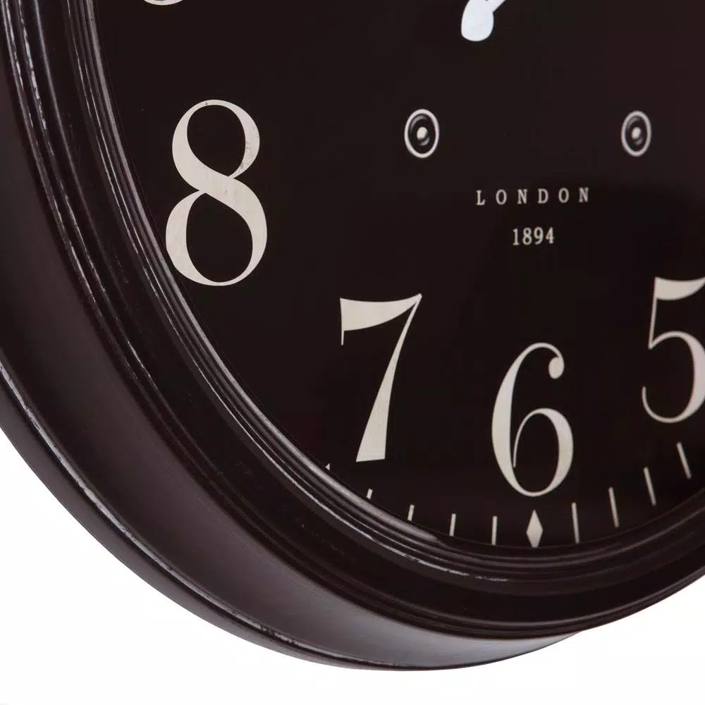 Yosemite Home Decor 25 in. Oversized Circular Iron Wall Clock with Black Distressed Frame