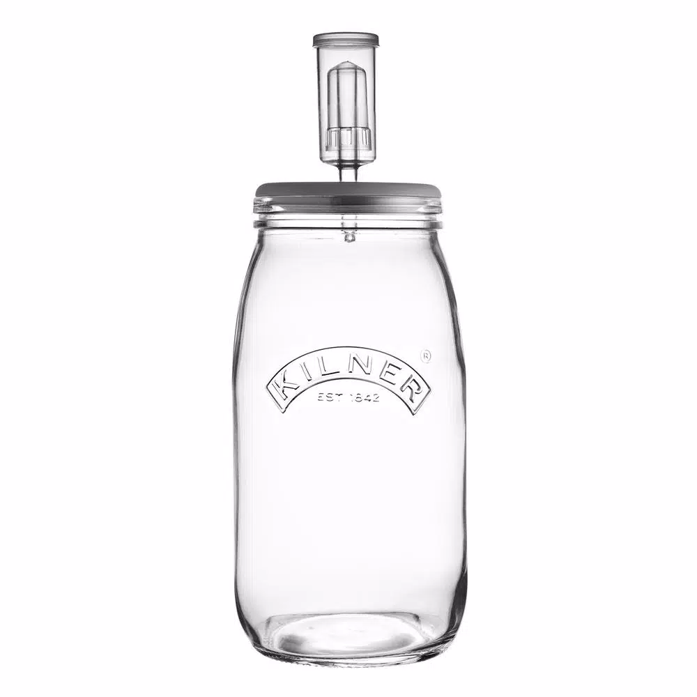 Kilner Glass Fermentation Set with Air Lock and Ceramic Stones for Sauerkraut, Kimchi, and Pickles