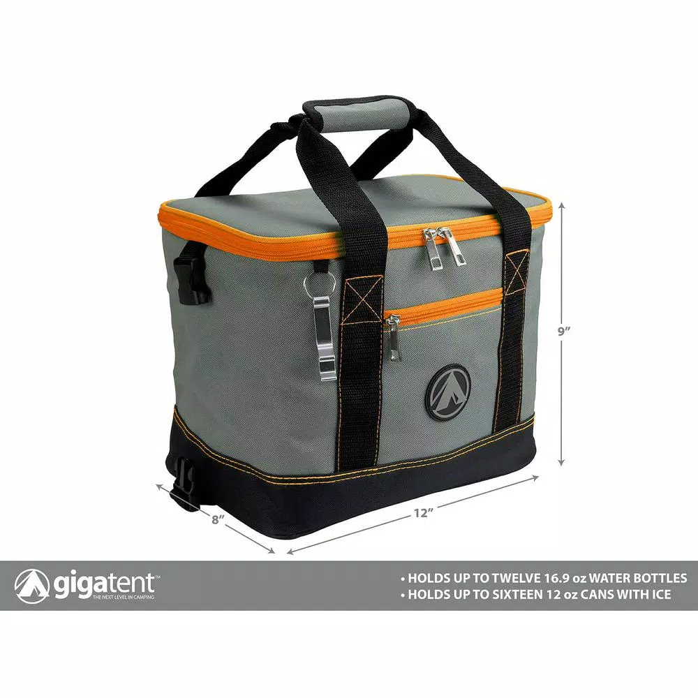 GigaTent Collapsible Soft-Side Insulated Cooler with 2 Cargo Pockets and Bottle Opener - Orange