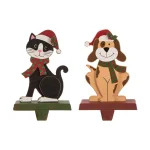 Glitzhome Wooden and Metal Cat and Dog Stocking Holder Set of 2 thumbnail 1