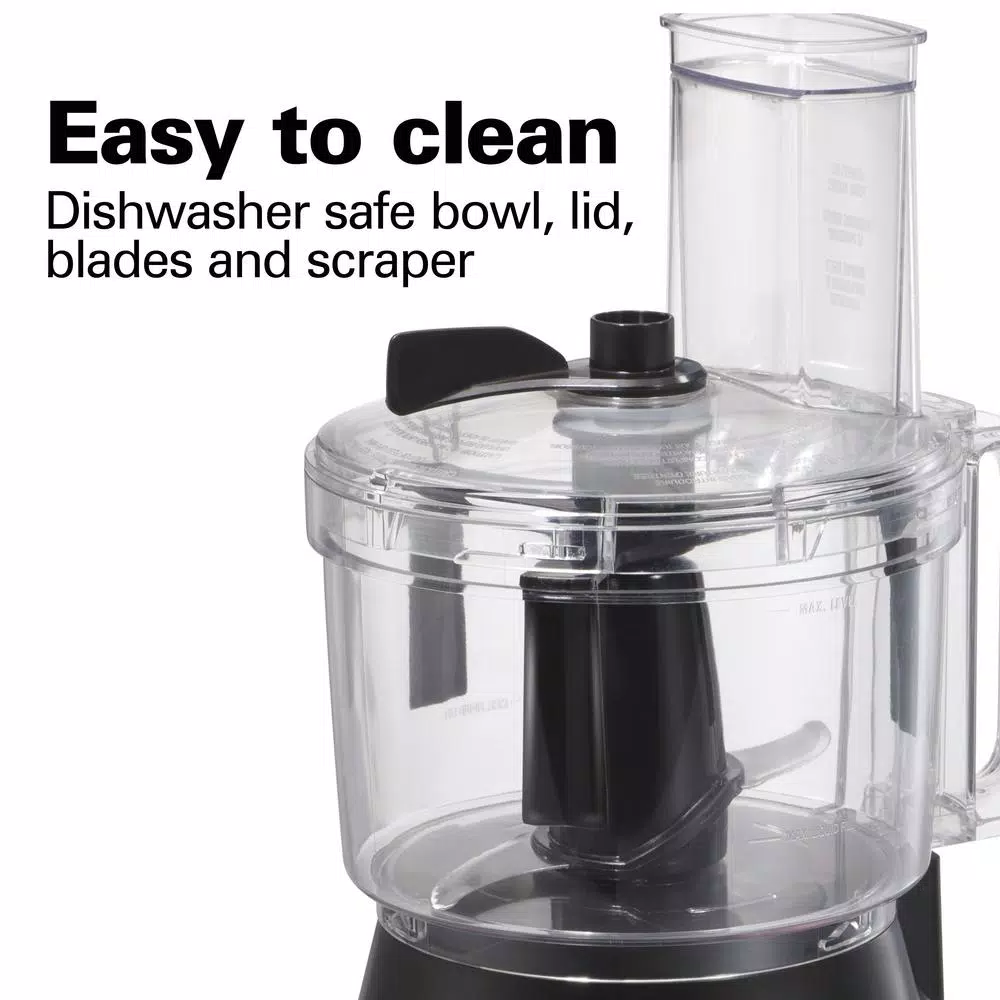 Hamilton Beach 450-Watt 10-Cup Food Processor with Built-in Bowl Scraper, Black and Stainless Steel