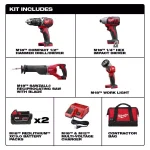 Milwaukee M18 18V Lithium-Ion Cordless 4-Tool Combo Kit with (2) 3.0 Ah Batteries, Charger, and Tool Bag thumbnail 2