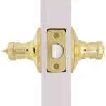 Defiant Scroll Polished Brass Privacy Lever Set for Bedroom and Bathroom Doors thumbnail 5