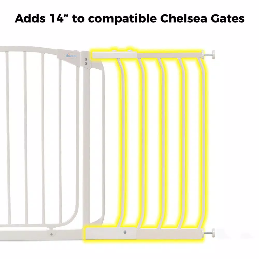 Dreambaby 14 in. Gate Extension for Chelsea Standard Height Child Safety Gates, White