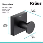 KRAUS Ventus Matte Black Solid Brass Robe and Towel Hook thumbnail 3