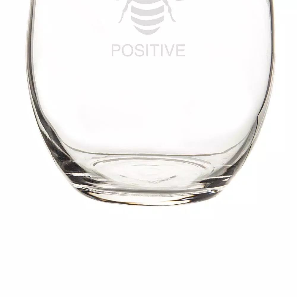 Cathy's Concepts Bee Thankful Stemless Wine Glasses, Set of 4, 21 oz. Hand-Blown Glassware