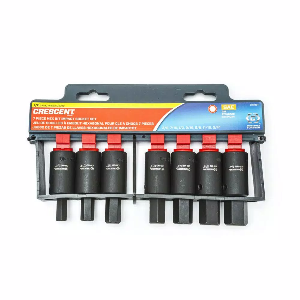 Crescent 1/2 in. Drive SAE Impact Hex Bit Socket Set, 7-Piece