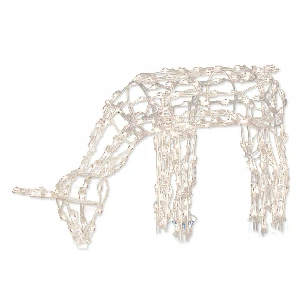 Brite Star 39 in. LED Feeding Doe Wireframe Deer Sculpture, White Lights