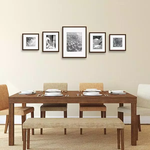 Pinnacle Gallery Solutions 5-Piece Walnut Wood Picture Frame Wall Kit