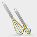 ExcelSteel Stainless Steel Tri-Color Silicone Coated Whisk Set, 8 in. and 10 in. (Set of 2) thumbnail 1
