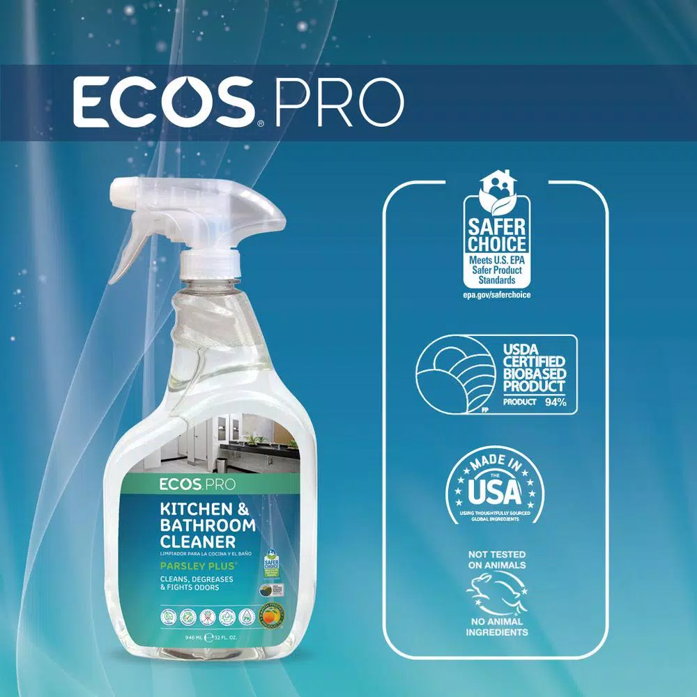 ECOS Pro Parsley Plus All-Purpose Kitchen & Bathroom Cleaner, 32 oz. Trigger Spray