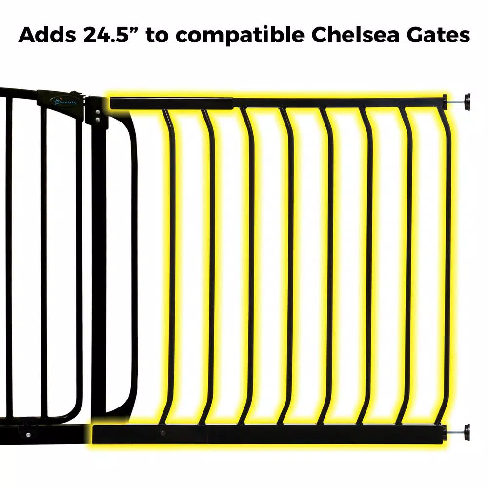 Dreambaby 24.5 in. Gate Extension for Chelsea Standard Height Child Safety Gates, Black
