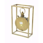LITTON LANE 13 in. Round Iron Table Clock with Rectangular Metal Frame, Tarnished Bronze Finish thumbnail 3