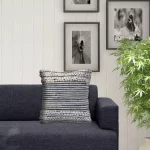 LR Home Crest Navy Blue and Ivory Abstract Textured Throw Pillow, 18 x 18 in. thumbnail 6