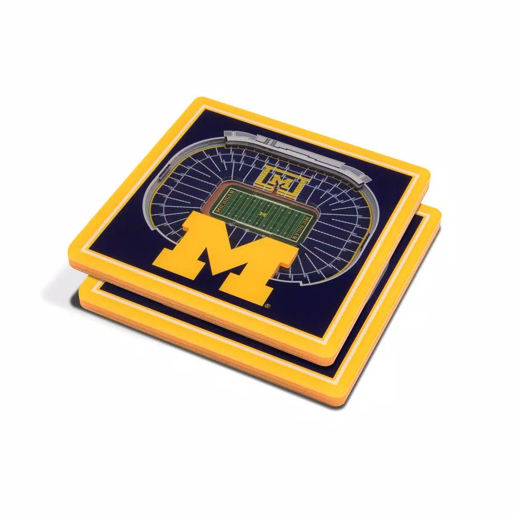 YouTheFan NCAA Michigan Wolverines StadiumViews 3D Acrylic Coasters, 2-Pack