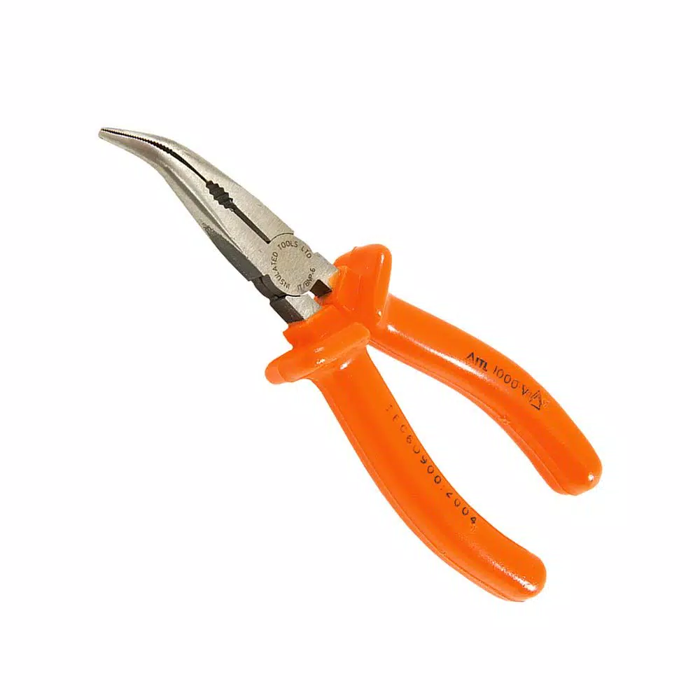 Jameson 6-1/4 in. Insulated Bent Long-Nose Pliers, 1,000V Rated