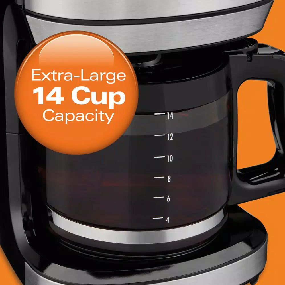 Hamilton Beach 14-Cup Programmable Drip Coffee Maker with Front-Fill Design, Black