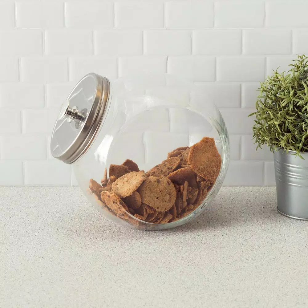 Unbranded 141 oz. Large Clear Glass Candy Jar with Stainless Steel Lid