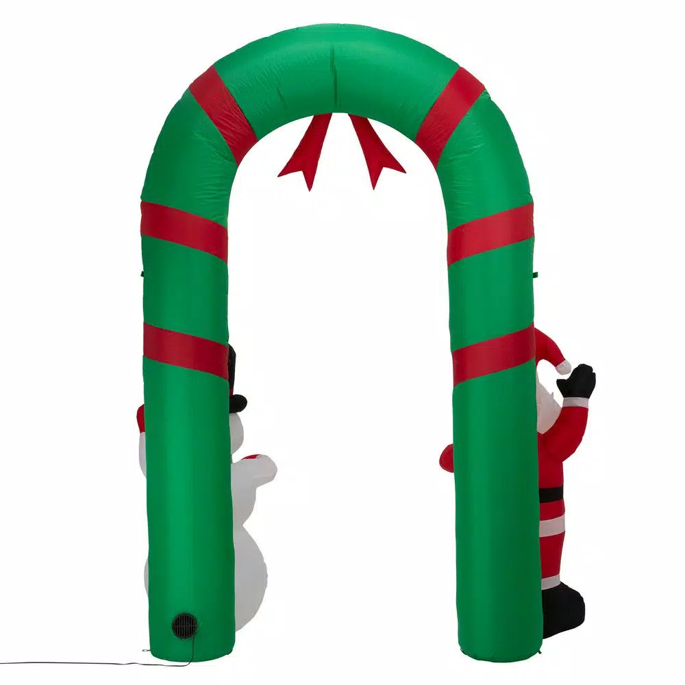 Glitzhome 8 ft. Inflatable Santa and Snowman Christmas Gate Arch with LED Lights