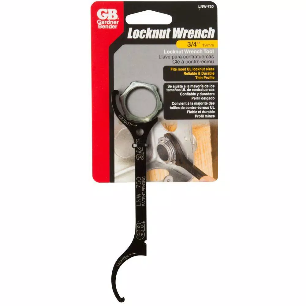 Gardner Bender 5.75 in. Steel Lock Nut Wrench, Fits 0.75 in. Locknuts, Black (Case of 10)