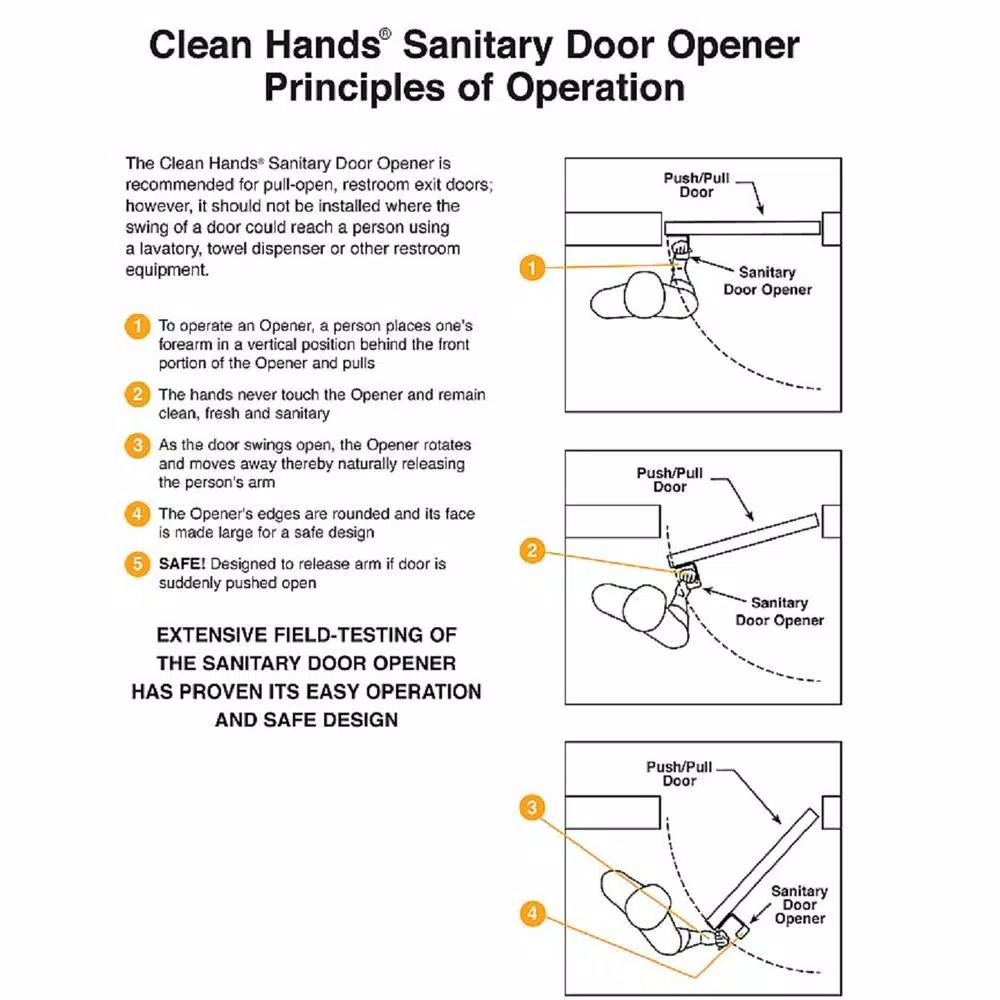 Unbranded Aluminum Satin Silver/Grey Hands-Free Sanitary Door Pulls for Restroom Exit Doors (2-Pack)