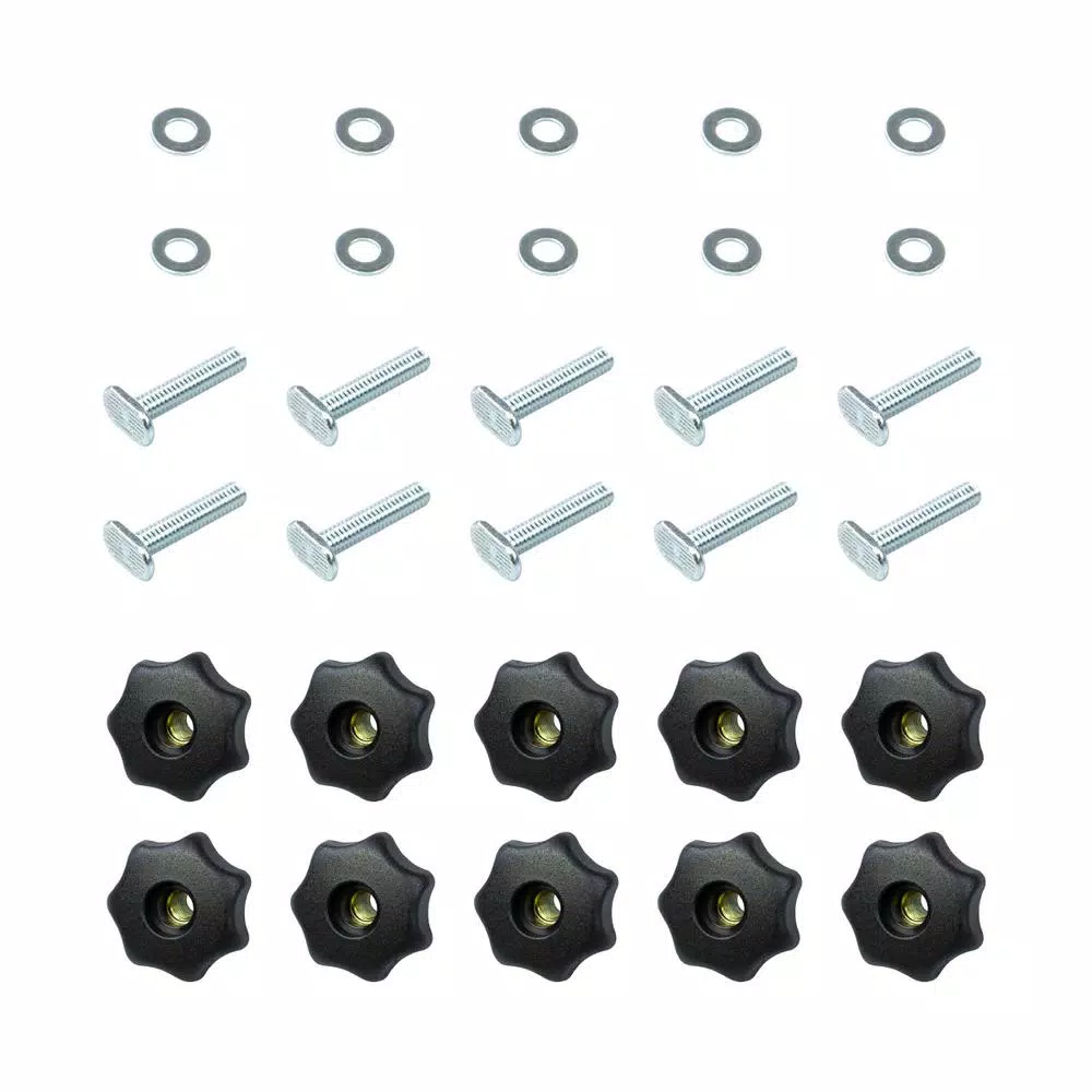 POWERTEC 10-Pack T-Track Knob Kit with 7-Star Knobs, 5/16"-18 Bolts and Washers