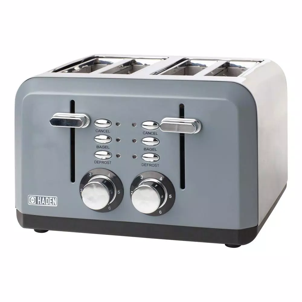 Haden Perth 1500W 4-Slice Wide Slot Toaster, Slate Grey