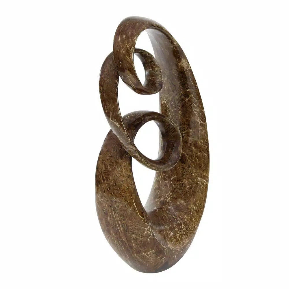LITTON LANE 31 in. x 15 in. Abstract Polystone Sculpture with Brown Patina Finish