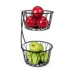 Spectrum Paxton 2-Tier Black Steel Fruit Basket Server, Rustic Farmhouse Design thumbnail 7