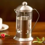 Ovente 34oz Silver French Press Coffee and Tea Maker with Borosilicate Glass Carafe and Measuring Scoop thumbnail 4